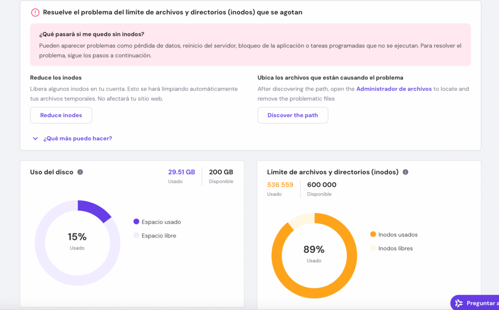 Hostinger falla con los inodos: el límite de archivos hace imposible alojar sitios profesionales. Comparamos con WordPress.com.
